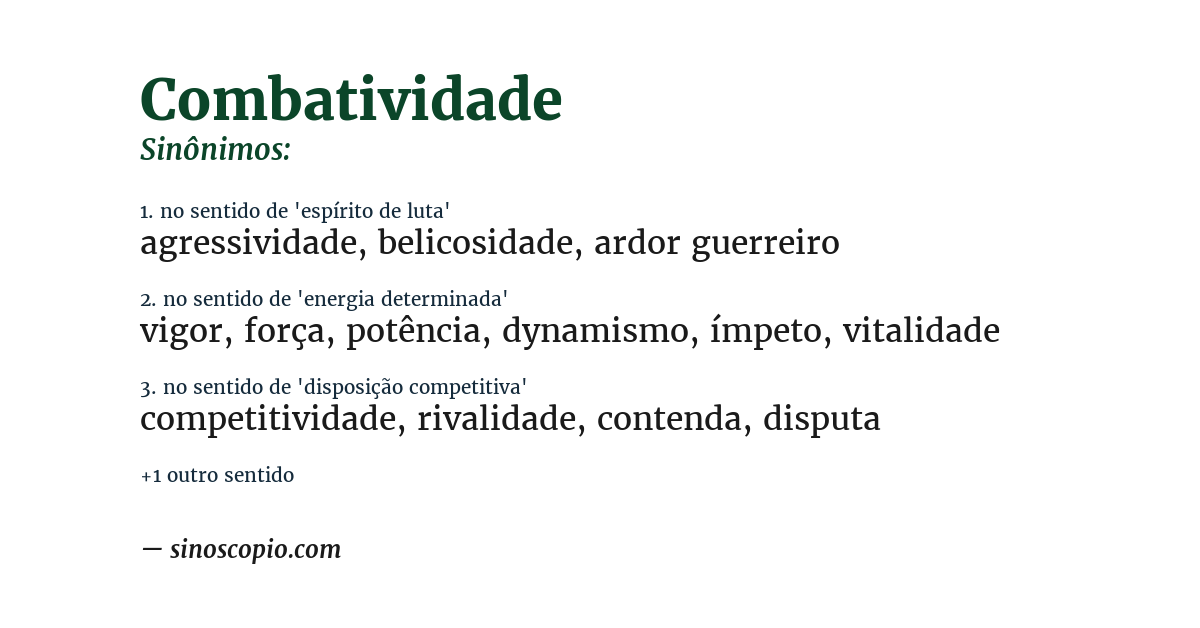 Sinônimo de combatividade
