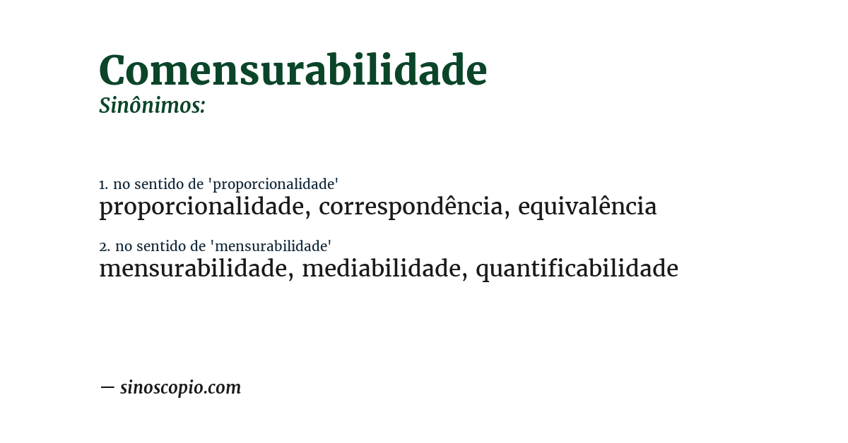 Sinônimo de comensurabilidade