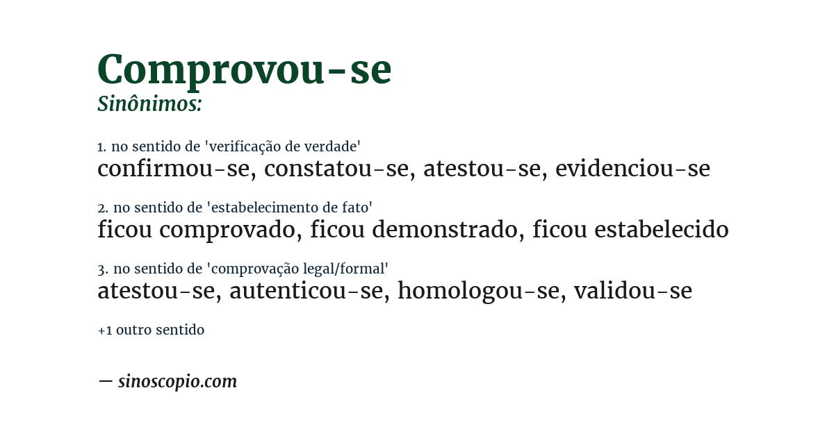 Sinônimo de comprovou-se