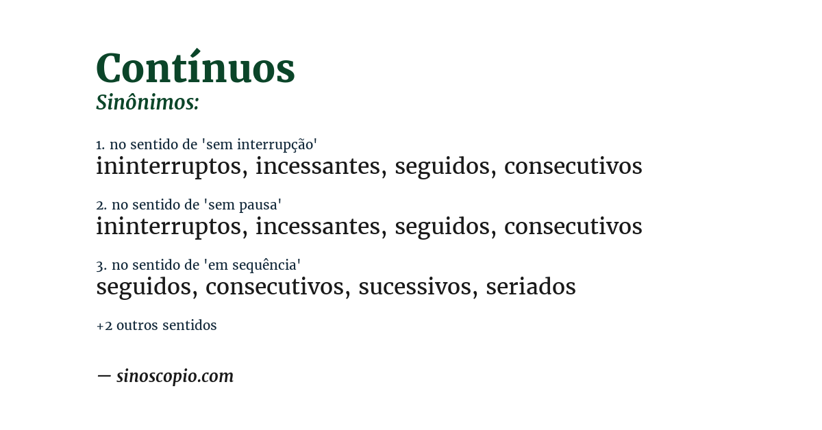 Sinônimo de contínuos