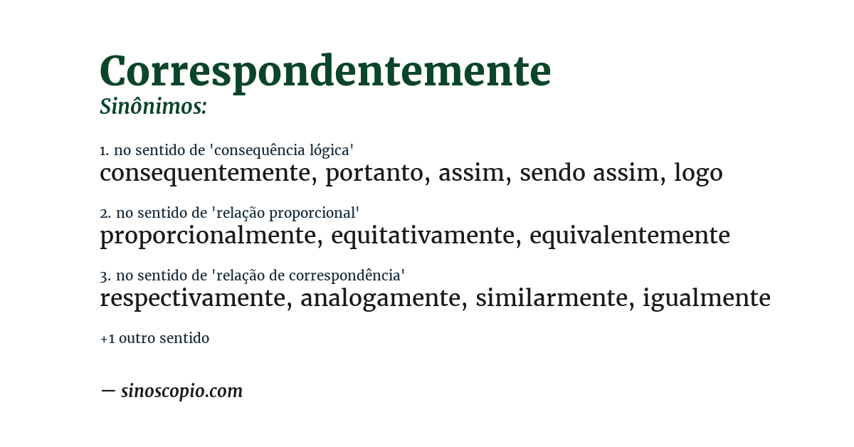 Sinônimo de correspondentemente