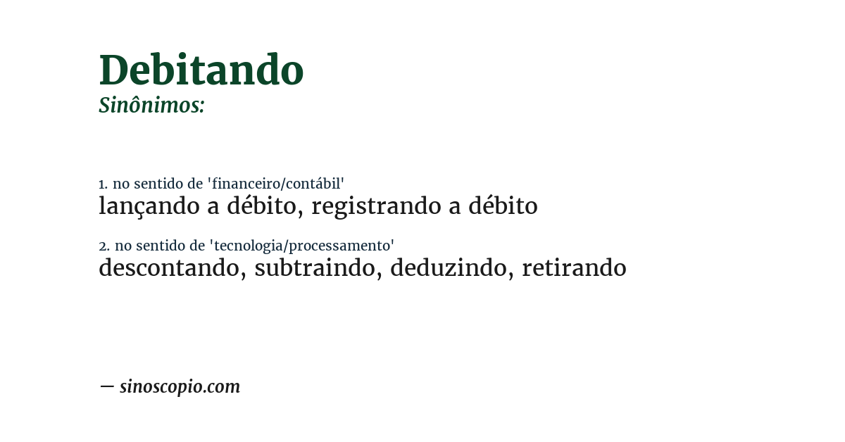 Sinônimo de debitando