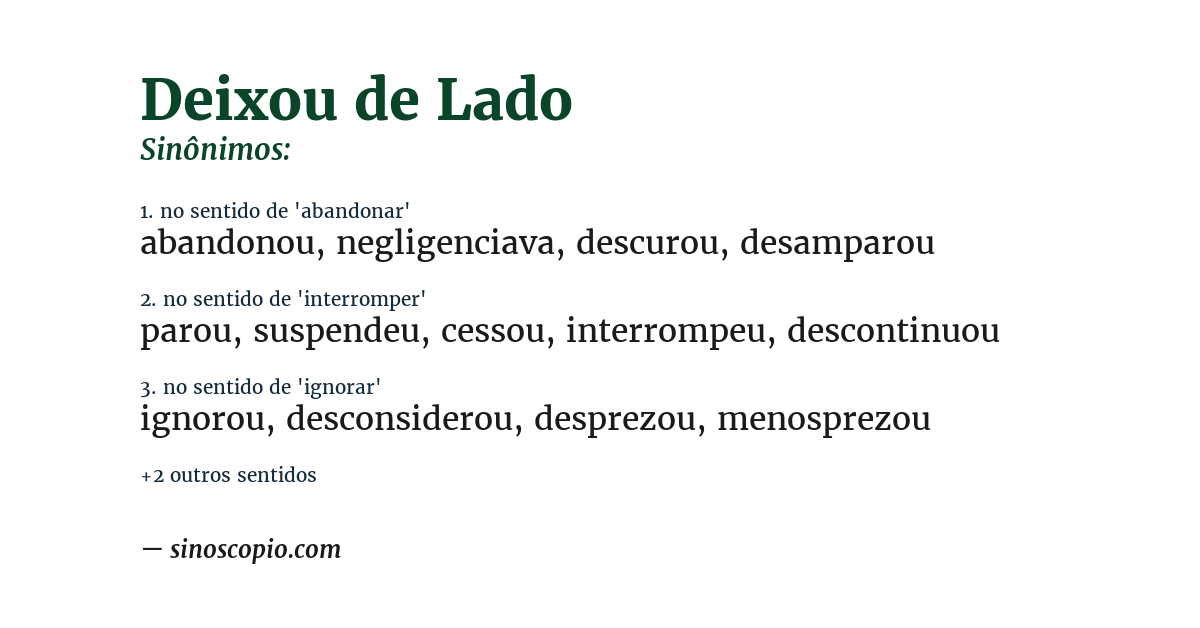 Sinônimo de deixou de lado