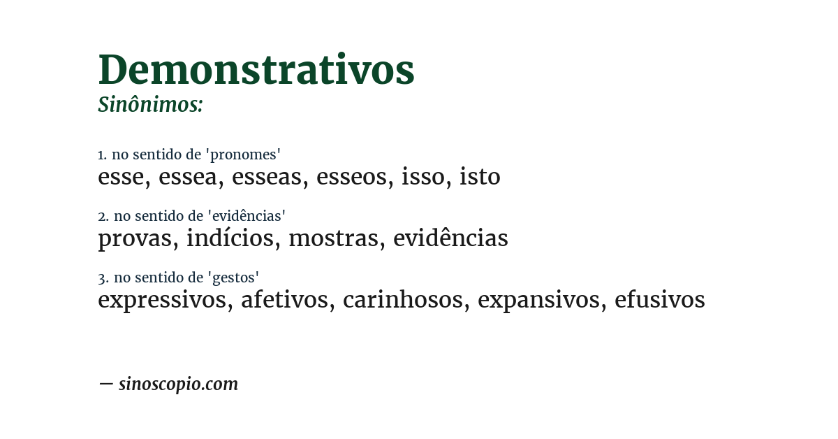 Sinônimo de demonstrativos