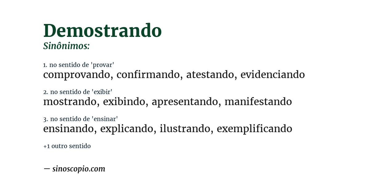 Sinônimo de demostrando