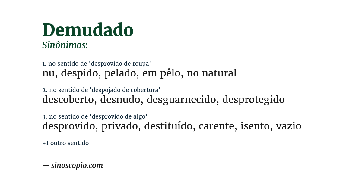 Sinônimo de demudado