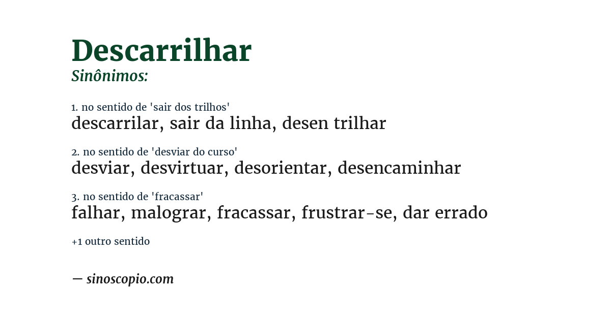 Sinônimo de descarrilhar