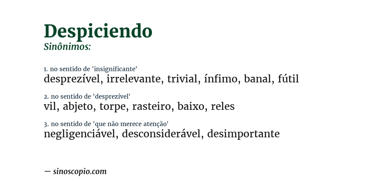 Sinônimo de despiciendo