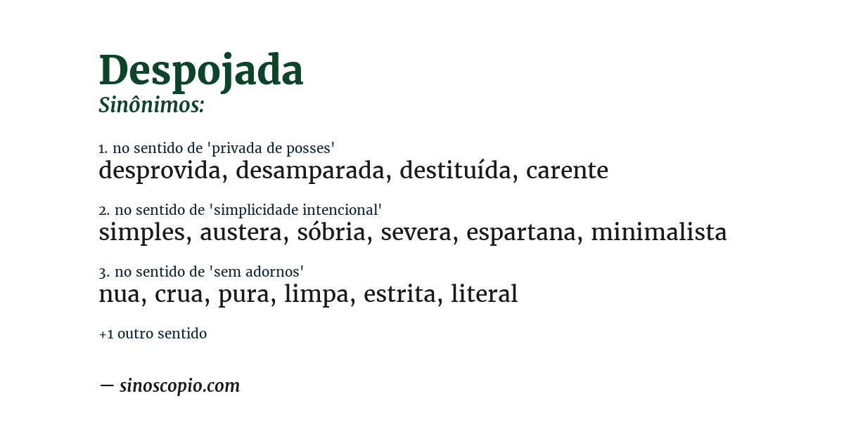 Sinônimo de despojada