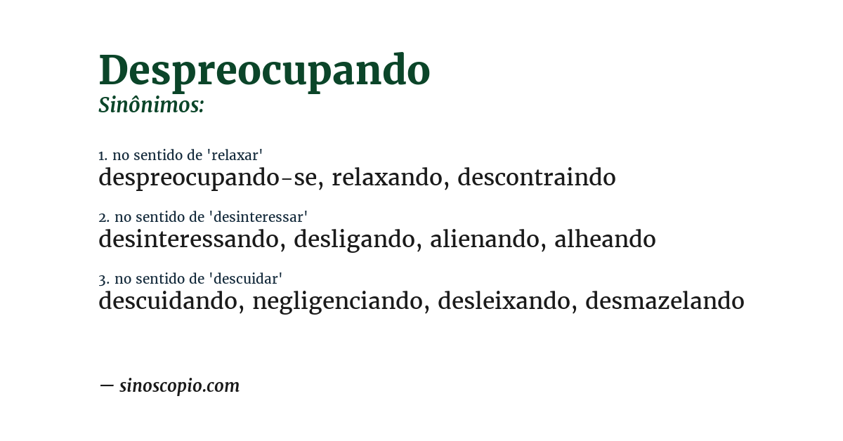 Sinônimo de despreocupando