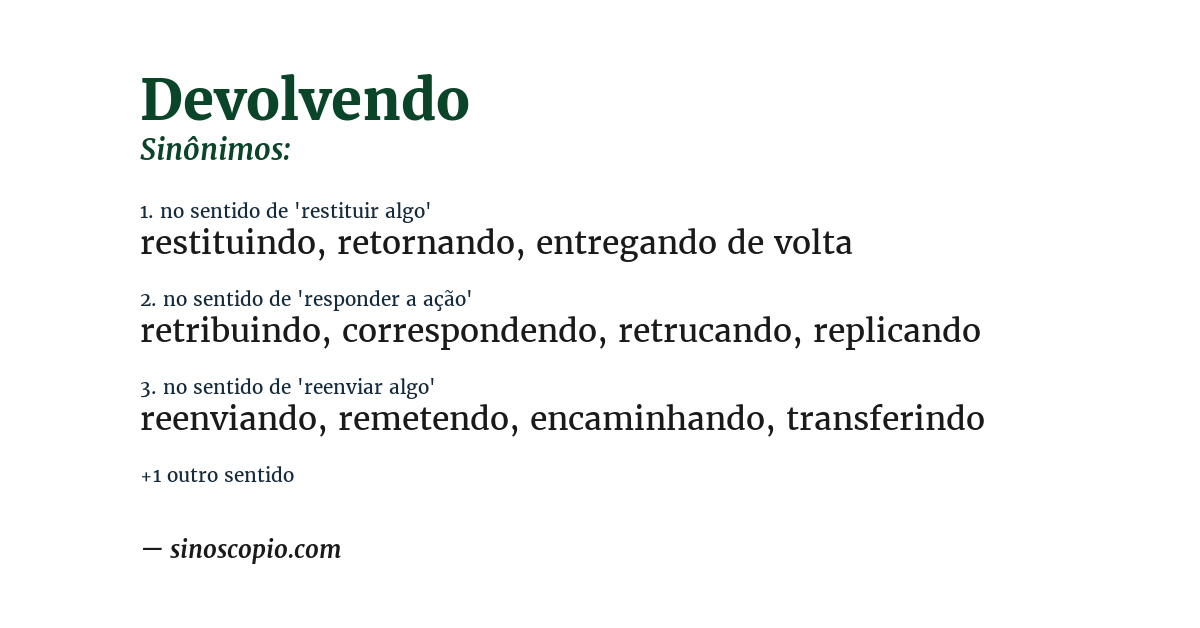 Sinônimo de devolvendo