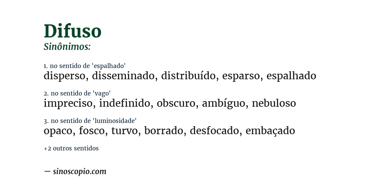 Sinônimo de difuso