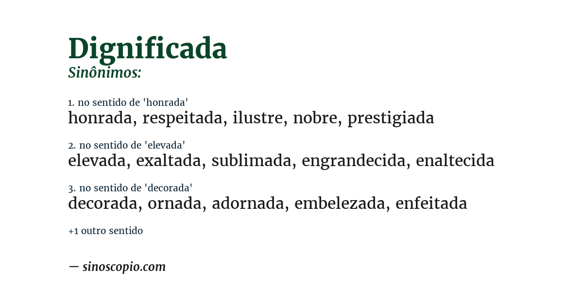 Sinônimo de dignificada