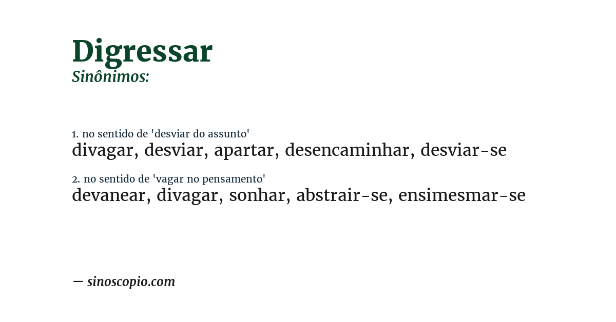 Sinônimo de digressar