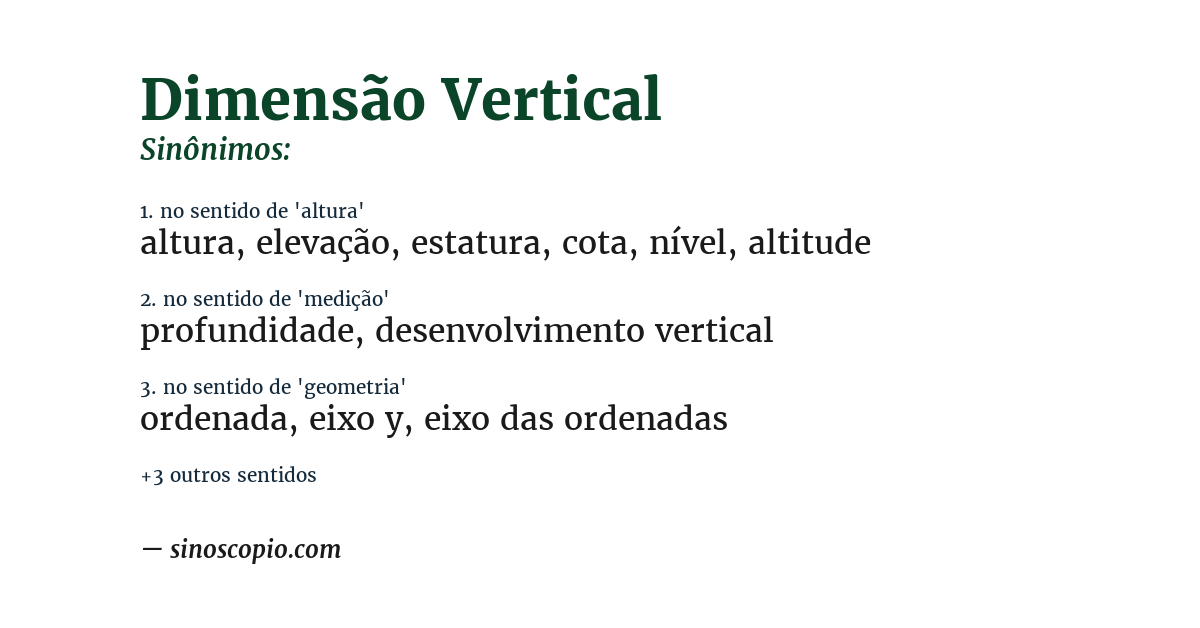 Sinônimo de dimensão vertical