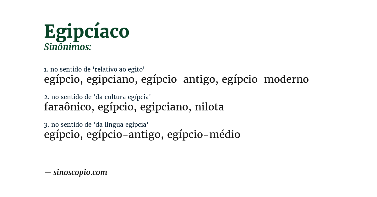 Sinônimo de egipcíaco