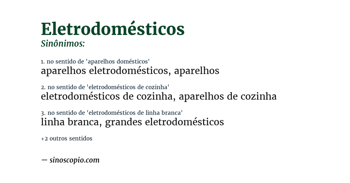 Sinônimo de eletrodomésticos