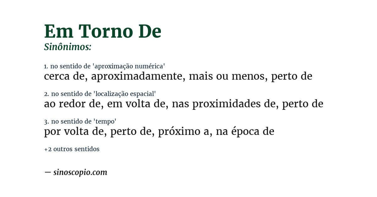 Sinônimo de em torno de