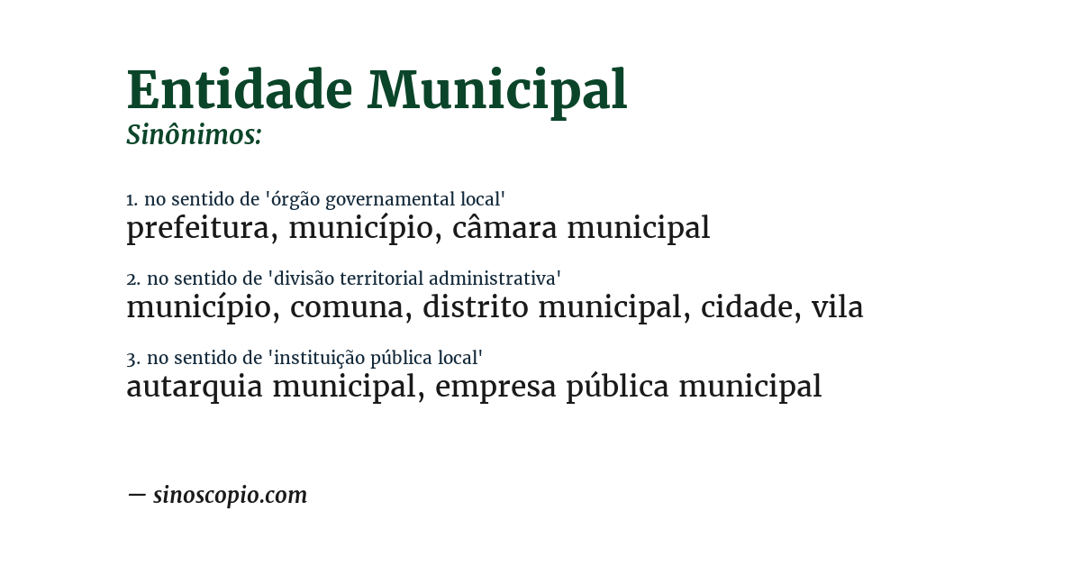Sinônimo de entidade municipal