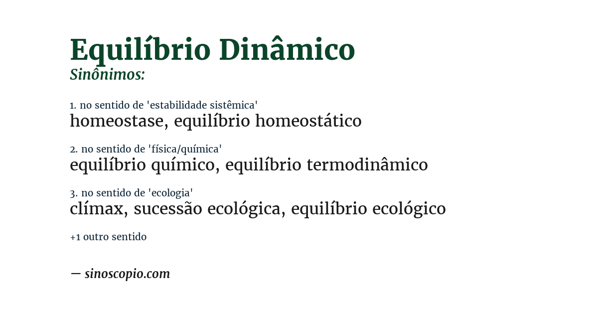 Sinônimo de equilíbrio dinâmico