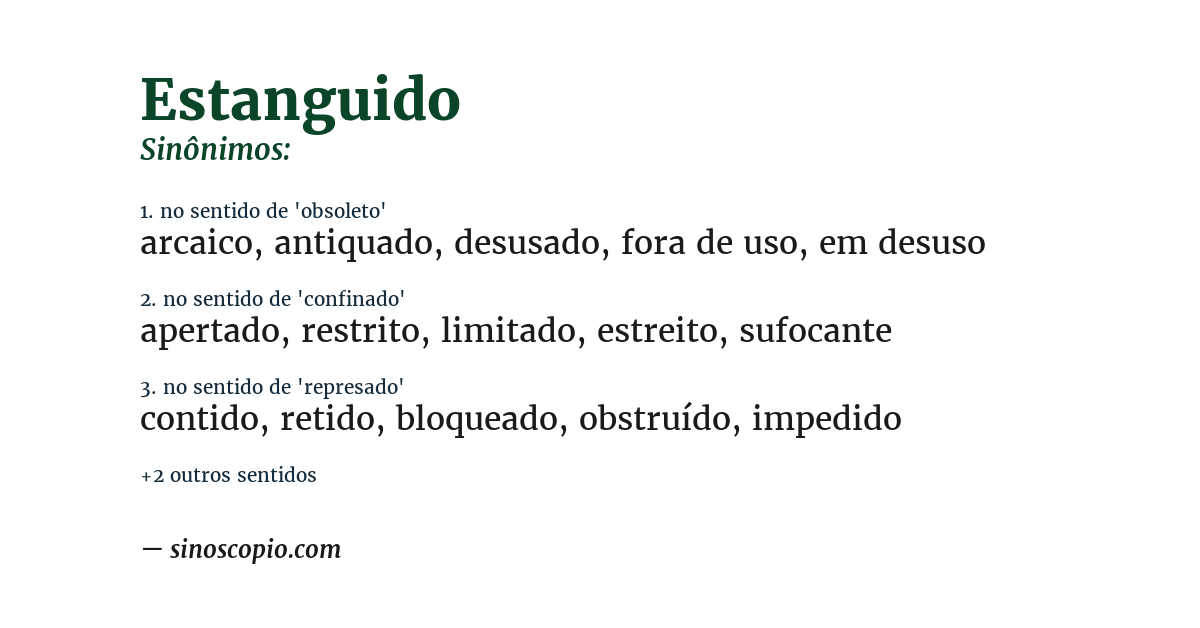 Sinônimo de estanguido