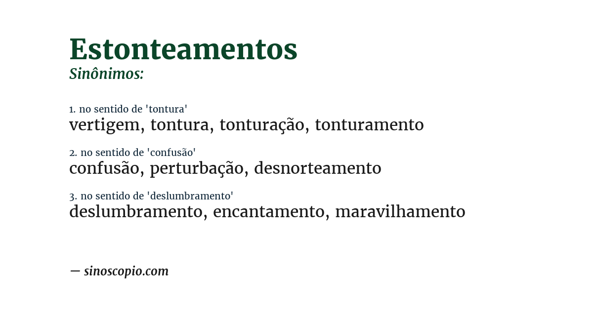 Sinônimo de estonteamentos