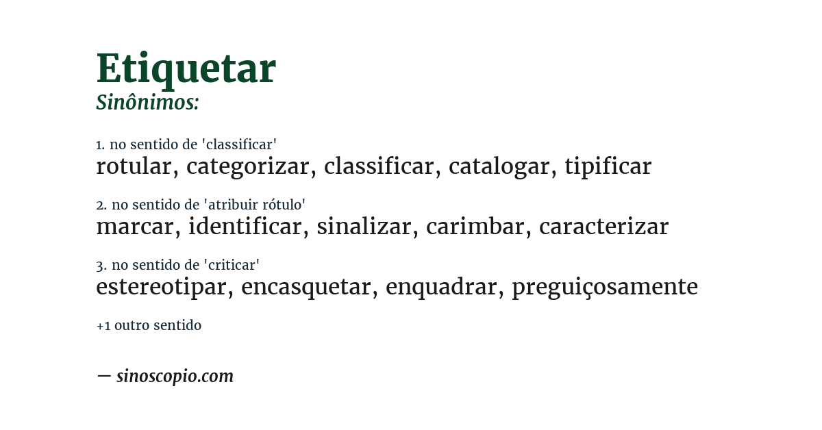 Sinônimo de etiquetar