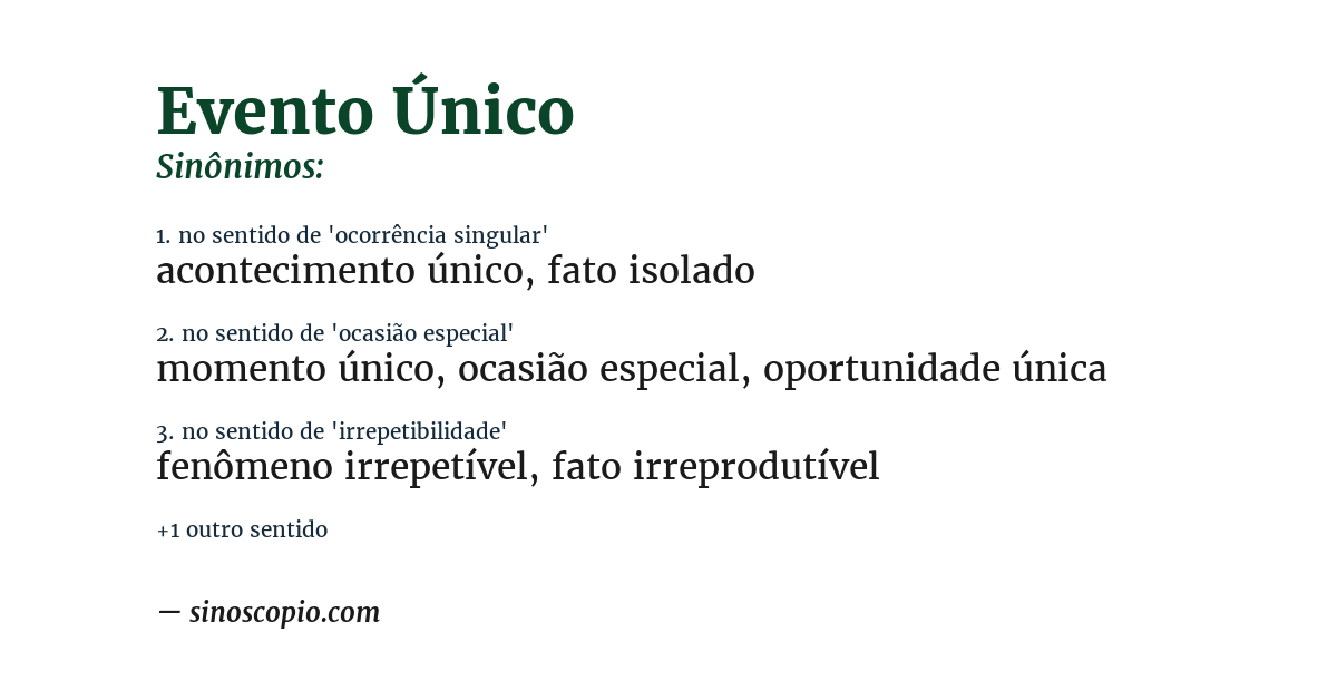 Sinônimo de evento único