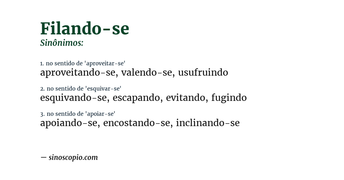 Sinônimo de filando-se