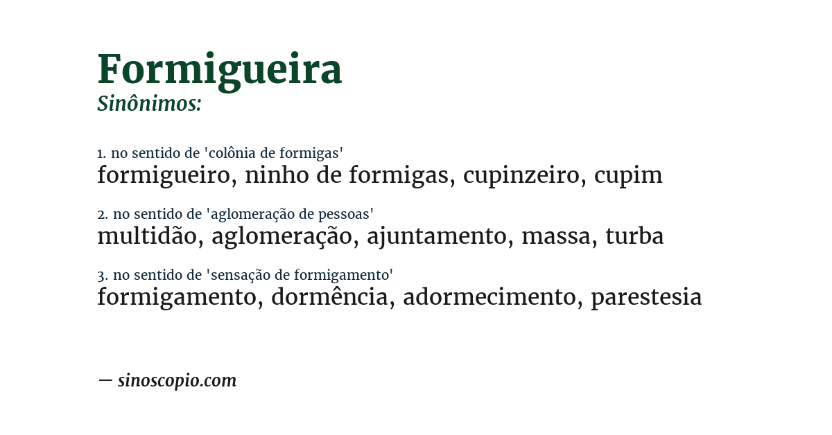 Sinônimo de formigueira