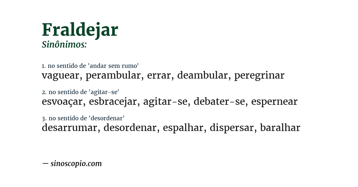 Sinônimo de fraldejar