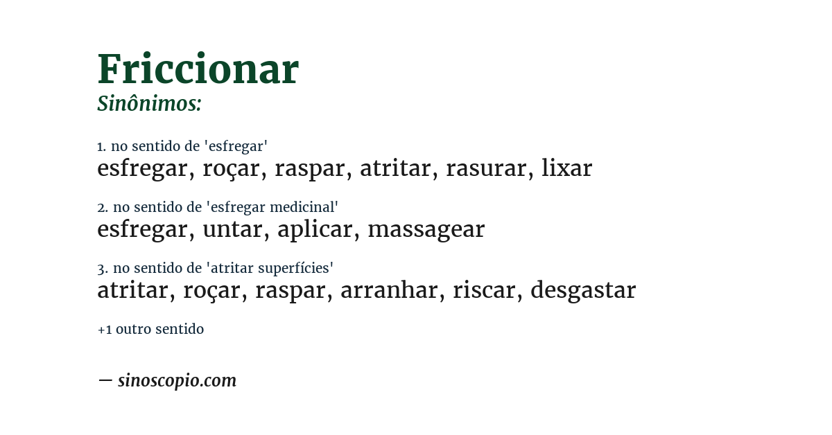 Sinônimo de friccionar