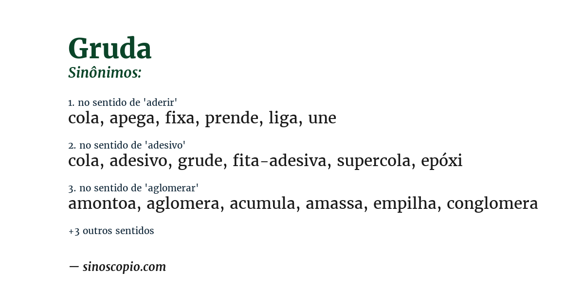 Sinônimo de gruda