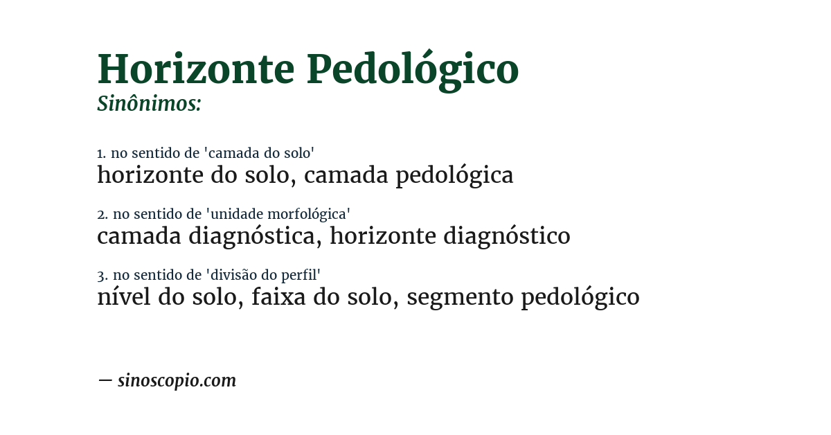 Sinônimo de horizonte pedológico