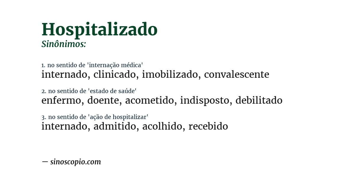 Sinônimo de hospitalizado