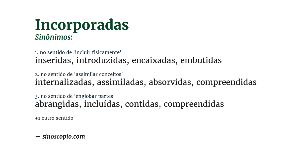 Sinônimo de incorporadas