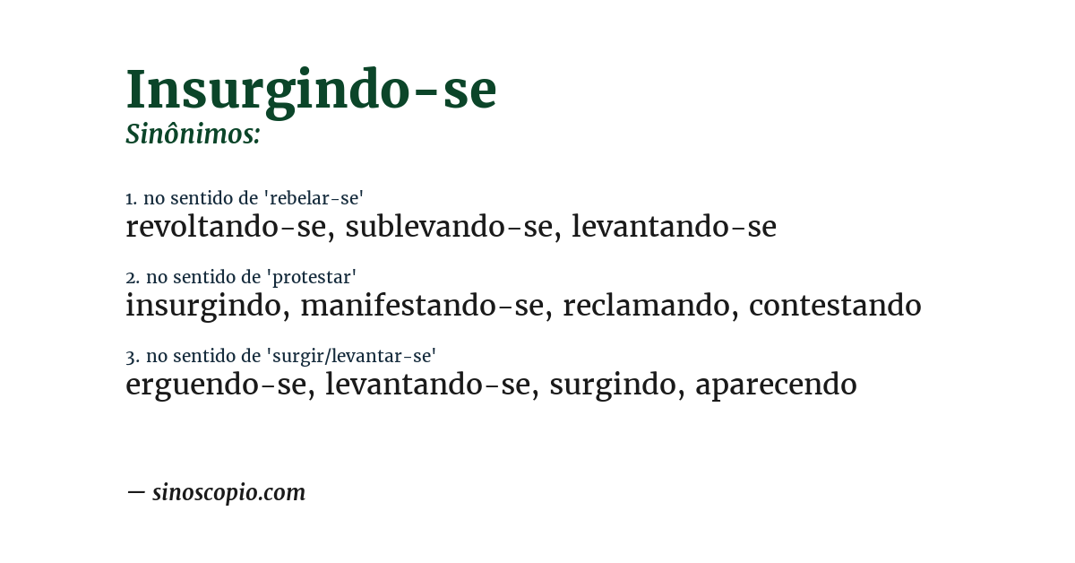 Sinônimo de insurgindo-se