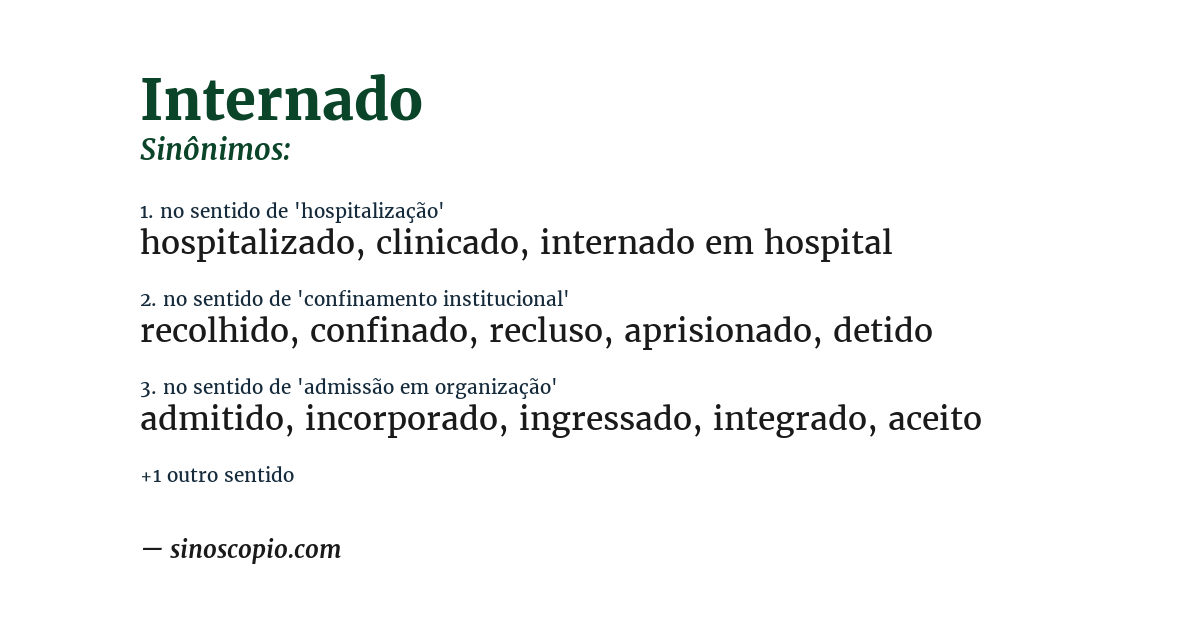 Sinônimo de internado