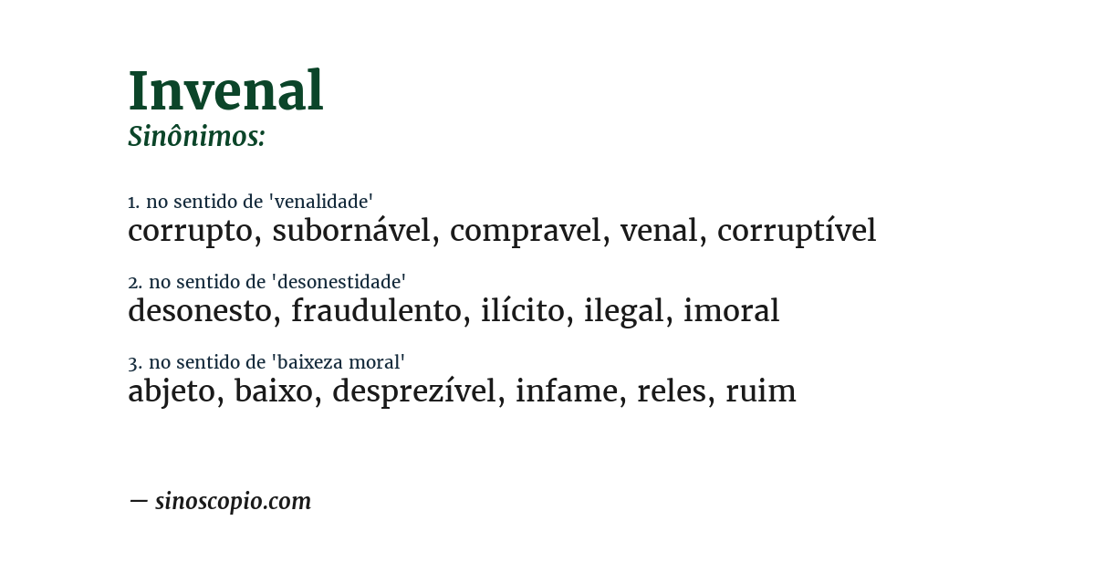 Sinônimo de invenal