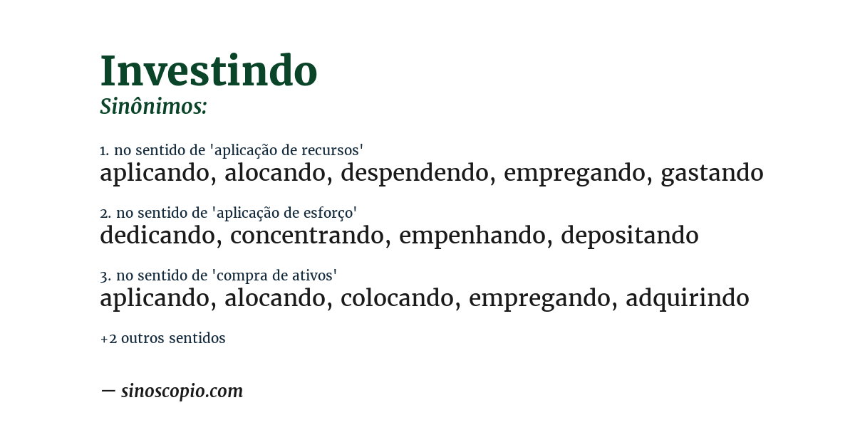 Sinônimo de investindo