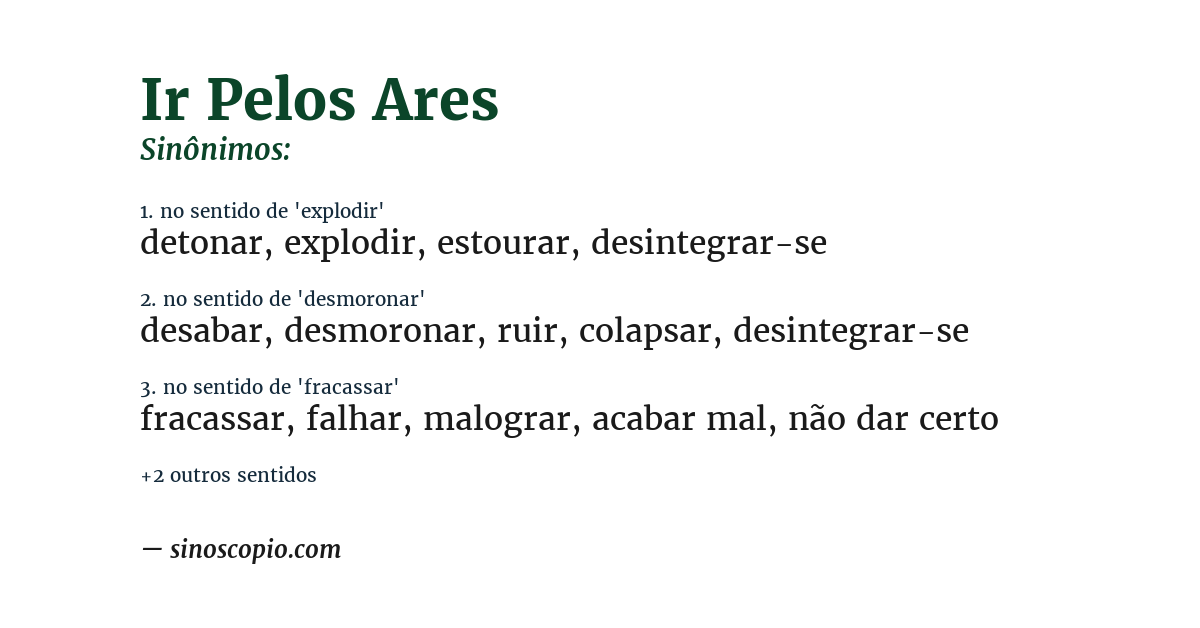 Sinônimo de ir pelos ares