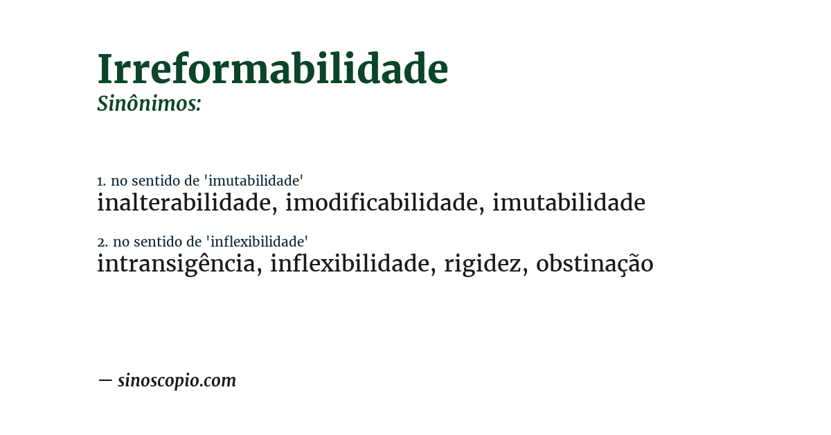 Sinônimo de irreformabilidade