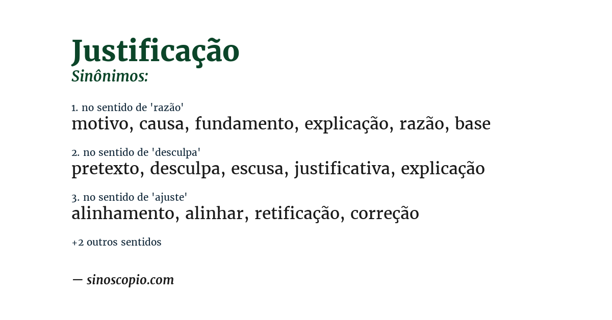 Sinônimo de justificação