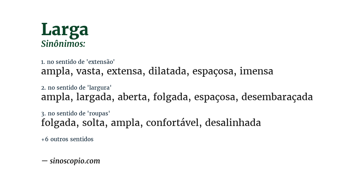Sinônimo de larga