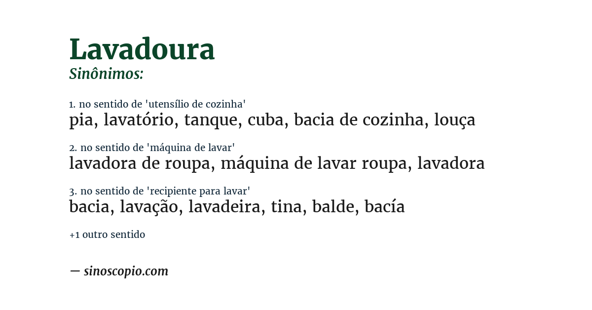 Sinônimo de lavadoura