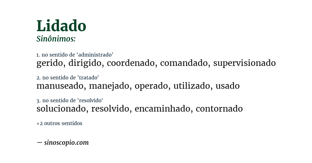 Sinônimo de lidado