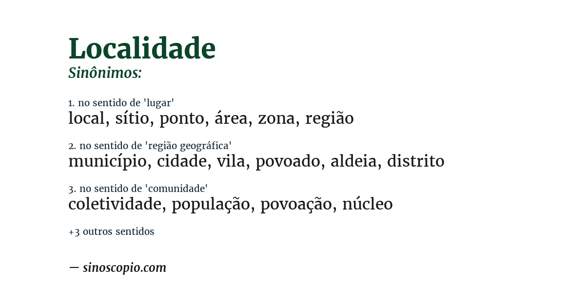 Sinônimo de localidade