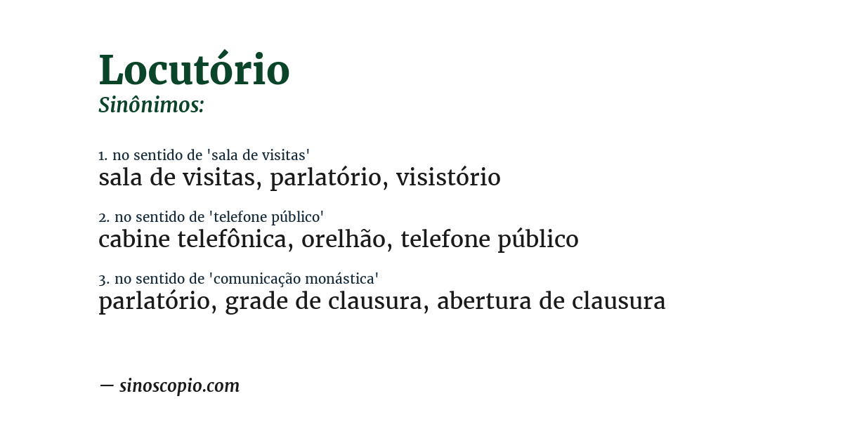 Sinônimo de locutório