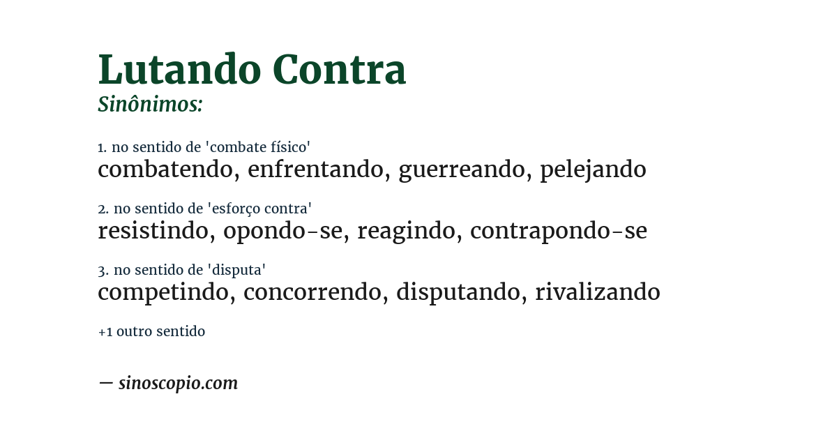 Sinônimo de lutando contra
