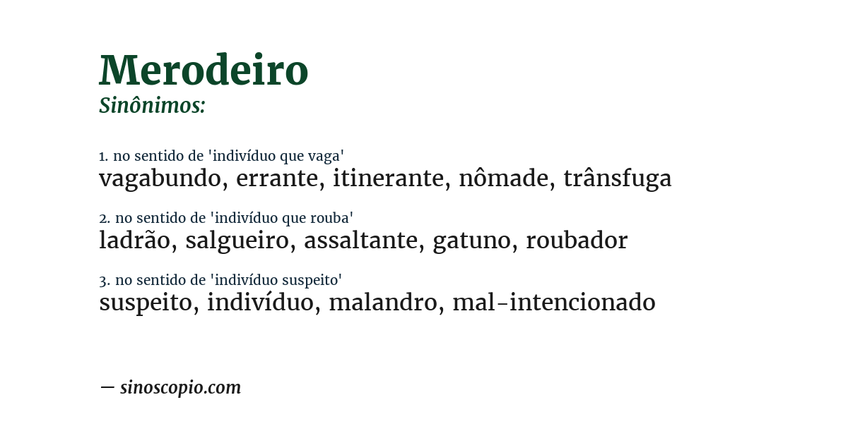 Sinônimo de merodeiro